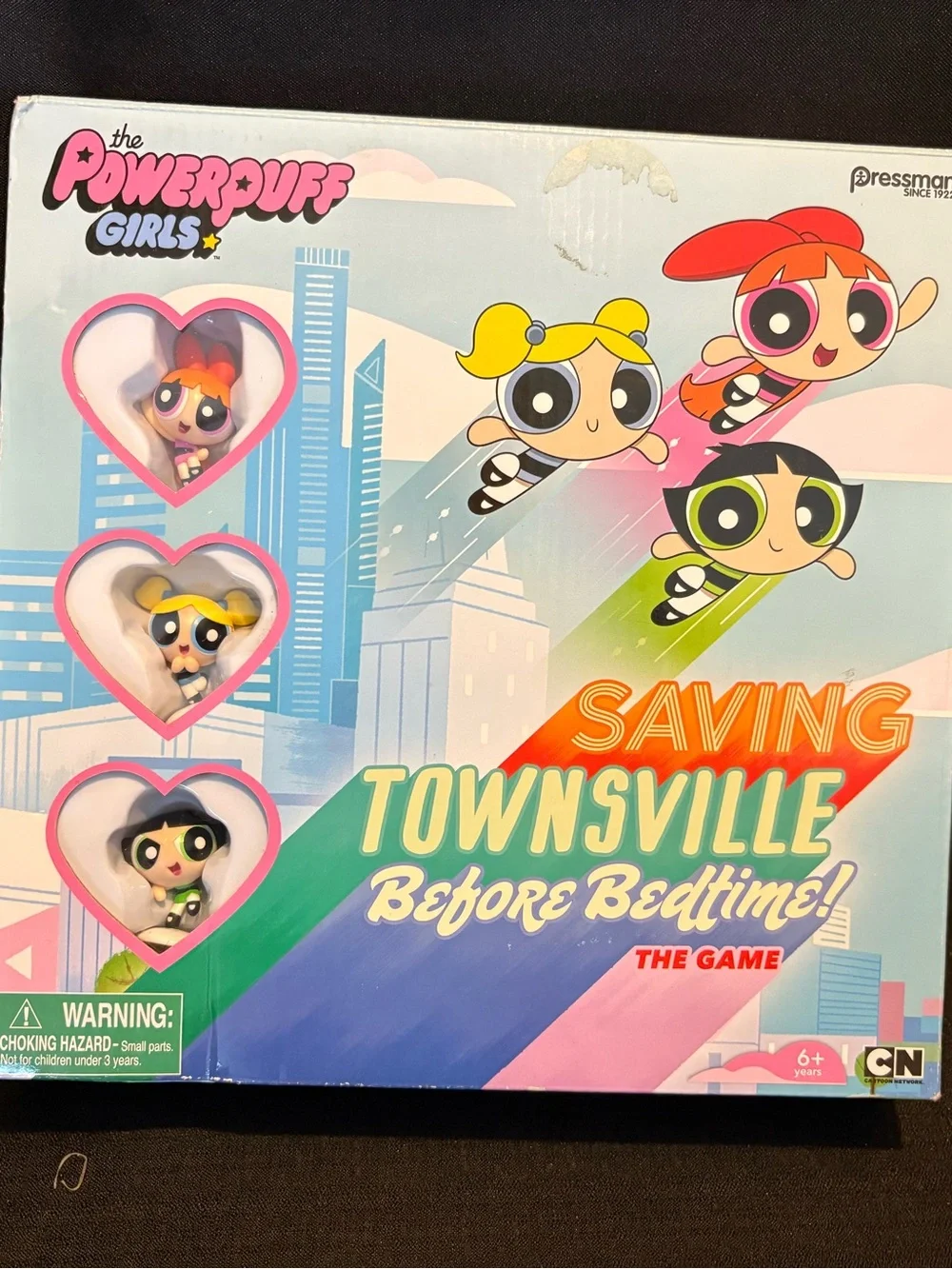 POWERPUFF GIRLS Saving Townsville Before Bedtime Board Game w/ Mini Figs 2016